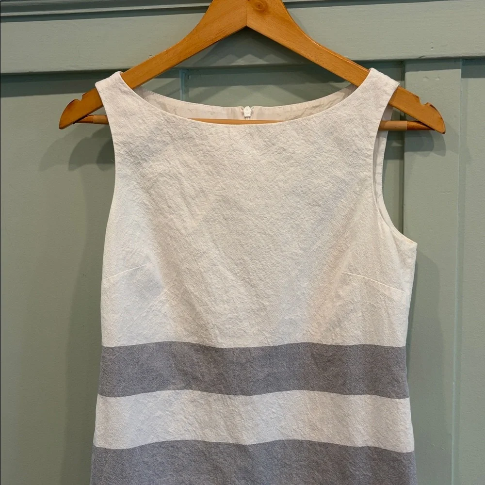{MaxMara} Sleeveless Striped Shift Dress in White, Gray & Black - Picture 4 of 7